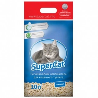 Supercat (Суперкэт) Стандарт. Древесный наполнитель для кошачьего туалета, 3 кг