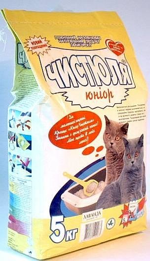 Чистюля Юниор. Минеральный наполнитель для котят с лавандой (крупный), 5 кг