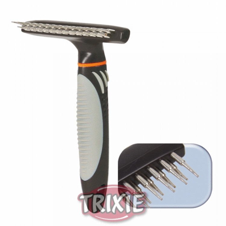 Trixie (Трикси) Metal grooming rake  Расчёска-грабли двухрядная для собак(пластиковая ручка) (2376)