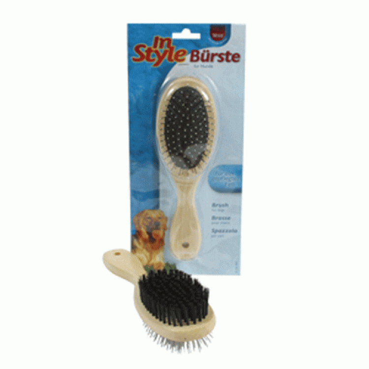 Trixie (Трикси) Dog brush, wood, double sided. Расческа деревяная массажная с нейлоновой щетиной