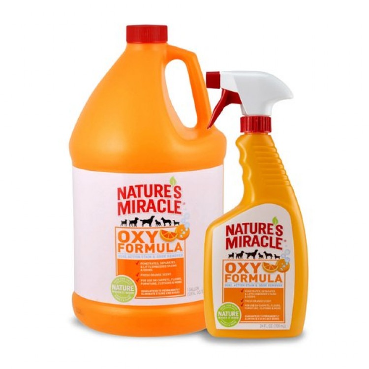Natures Miracle Stain and Odor Remover Orange Oxy Power. Средство для уничтожения пятен и запаха животных, 709 мл. 8in1 (8в1)