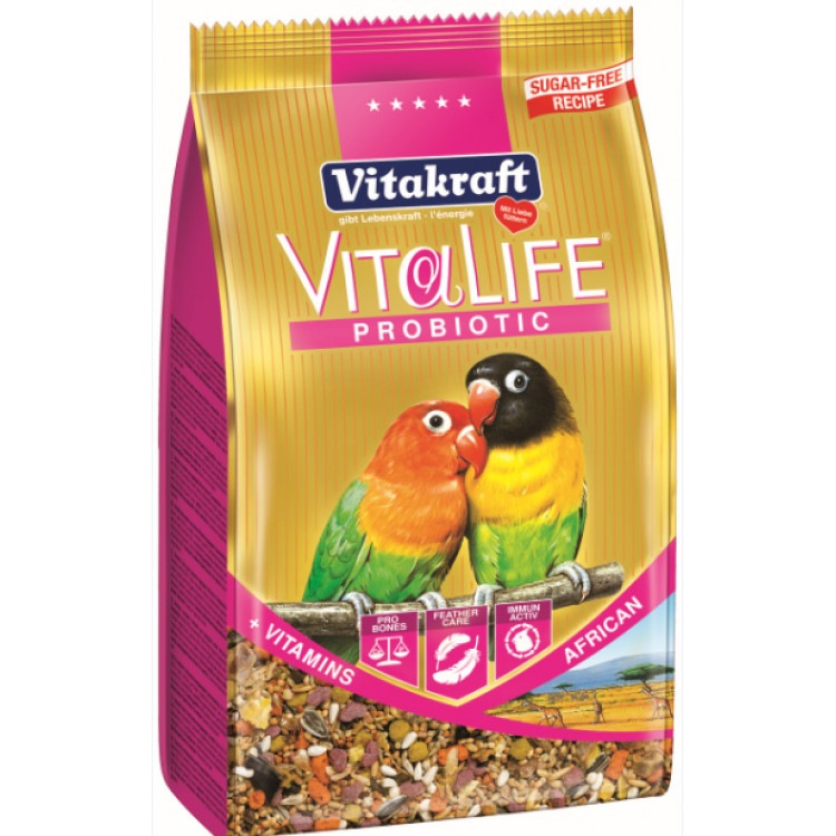 VitaLife Probiotic African. Корм с пребиотиком для средних африканских попугаев (неразлучников), 650 гр. Vitakraft (Витакрафт)