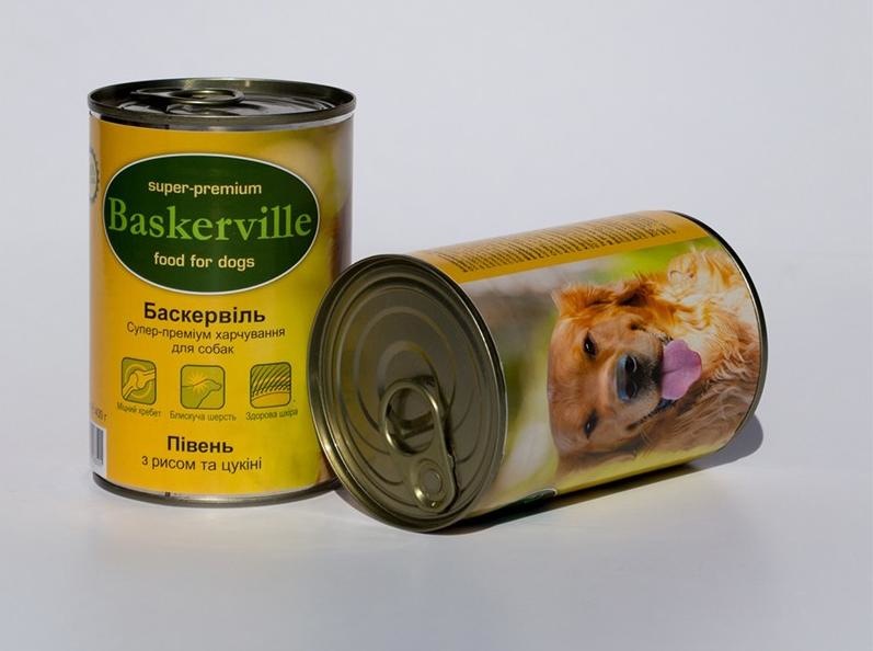 Baskerville (Баскервиль). Консервы для собак с петухом, рисом и цукини, 400 гр