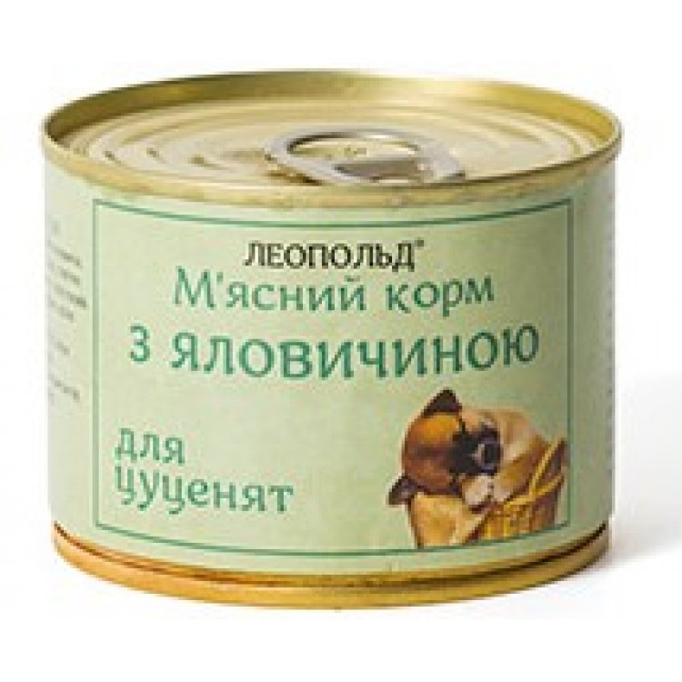 Мясной корм для щенят (телятина), 190г. ТМ 'Леопольд'