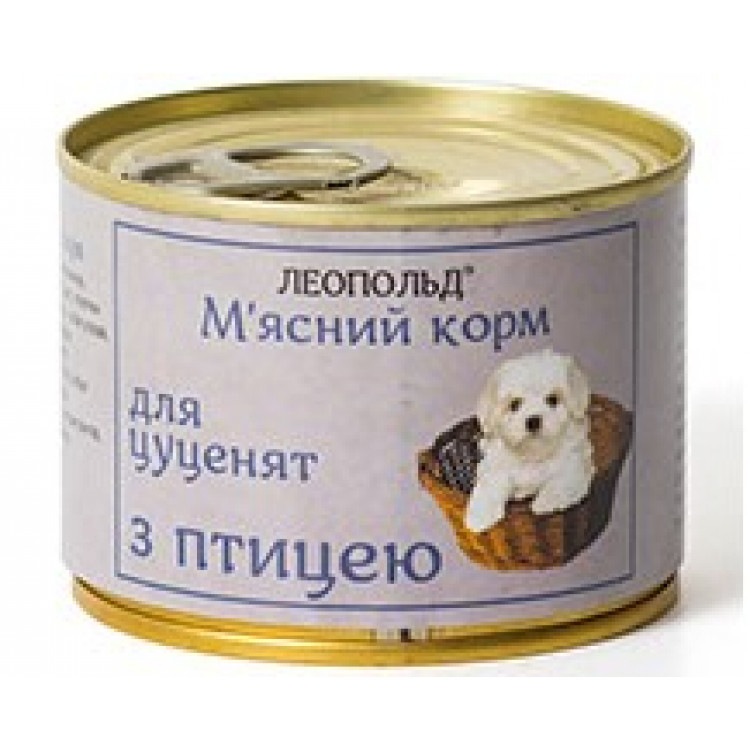 Мясной корм для щенят (птица), 190г. ТМ 'Леопольд'