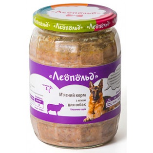 Мясной корм для собак (ягнёнок), 720г. ТМ 'Леопольд'