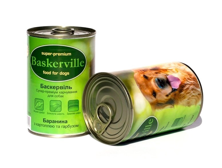 Baskerville (Баскервиль). Консервы для собак с бараниной, картошкой и тыквой, 400 гр