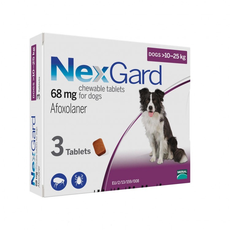 NexGard (Нексгард). Таблетки от блох и клещей для собак весом 10-25 кг. Merial (Мериал)