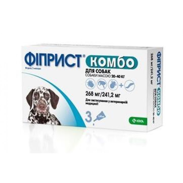 Фиприст Комбо. Капли противопаразитарные для собак весом 20-40 кг. KRKA
