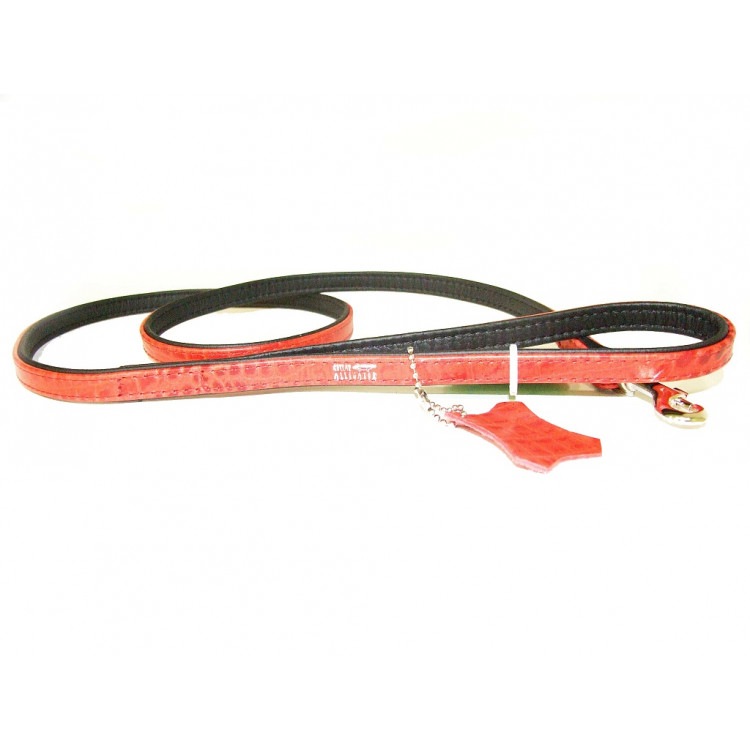 Поводок кожаный Collar ALLIGATOR, красный верх/черный низ, 1.3 х 122 см. Collar (Коллар)
