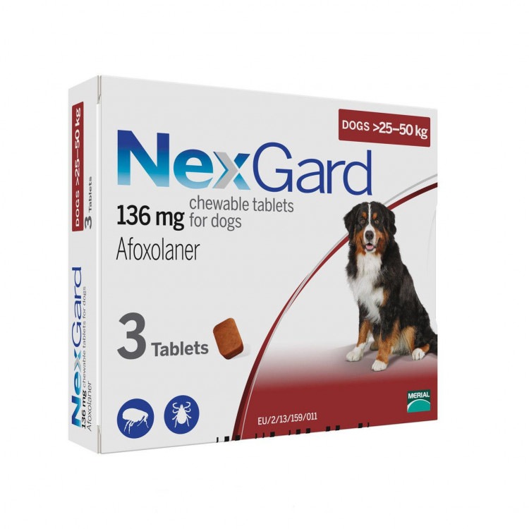 NexGard (Нексгард). Таблетки от блох и клещей для собак весом 25-50 кг. Merial (Мериал)