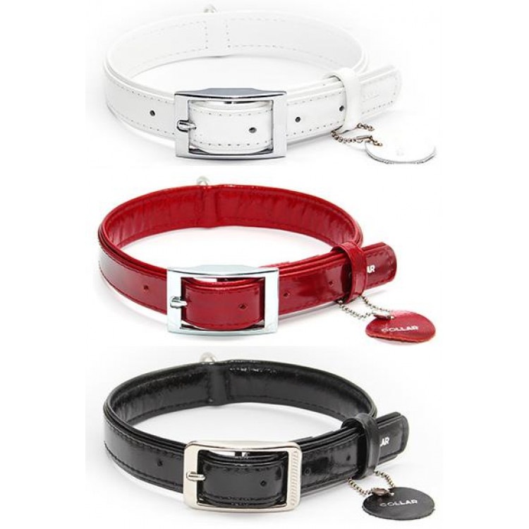 Ошейник Collar BRILLIANCE из лакированной кожи без украшений, белый, XS. Collar (Коллар)