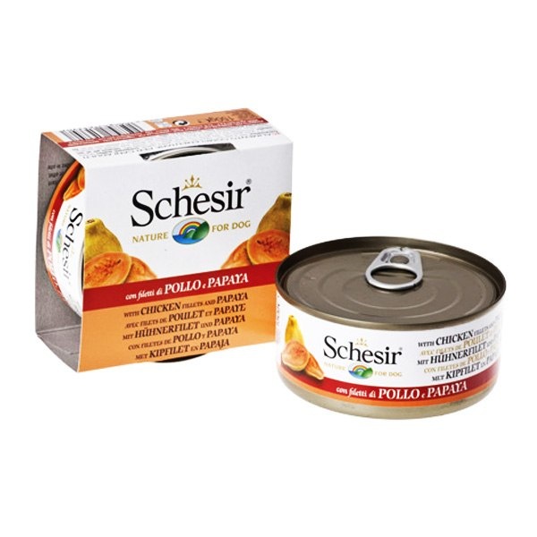 Schesir (Шезир) Dog. Консервы для собак с курицей и папайей, 150 гр