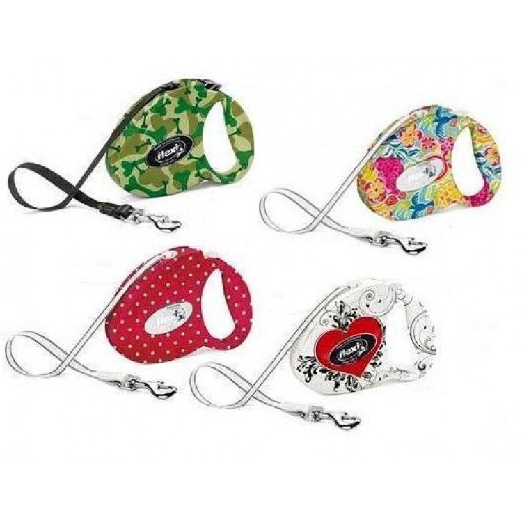Поводок-рулетка Fashion M (5 м, лента, до 25 кг, Heart). Flexi (Флекси)