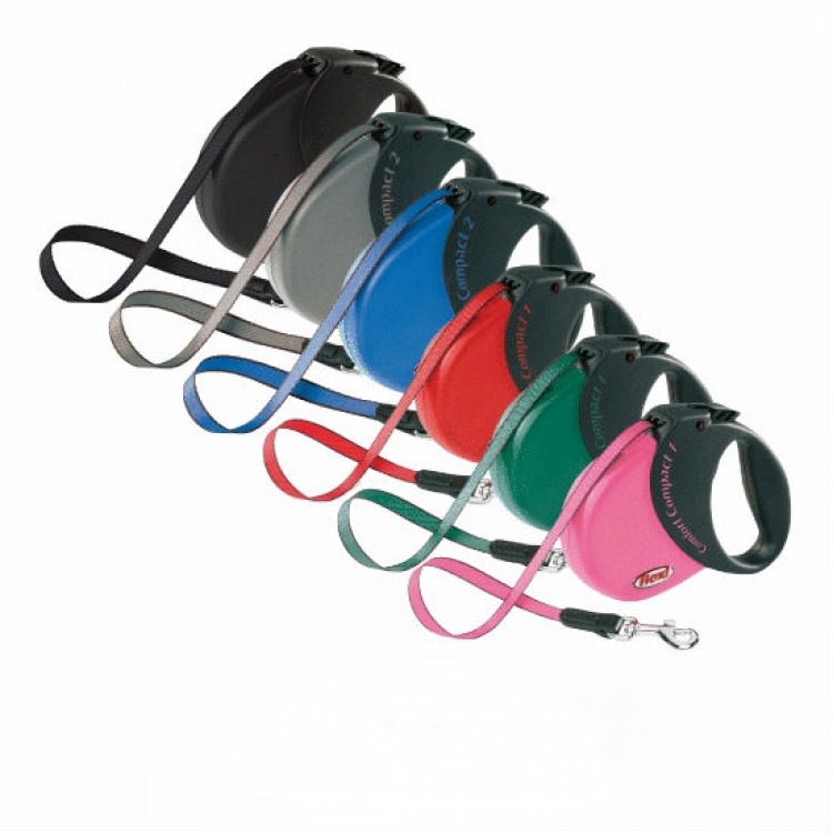 Поводок-рулетка Comfort Compact M (5 м, лента, до 25 кг, лазурно-синяя). Flexi (Флекси)