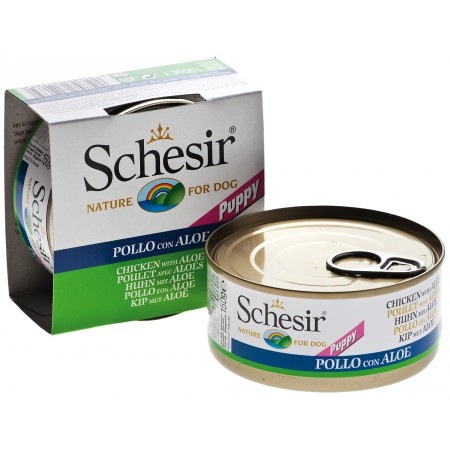 Schesir (Шезир) Puppy. Консервы для щенков с курицей и алое, 150 гр