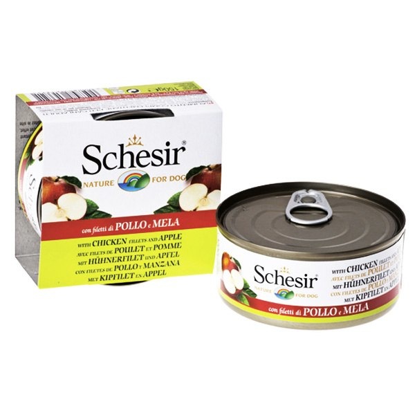 Schesir (Шезир) Dog. Консервы для собак с курицей и яблоком, 150 гр