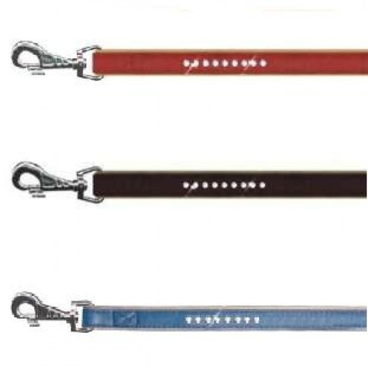 Поводок кожаный Collar BRILLIANCE со стразами большими, зеленый, 2.5 х 122 см. Collar (Коллар)