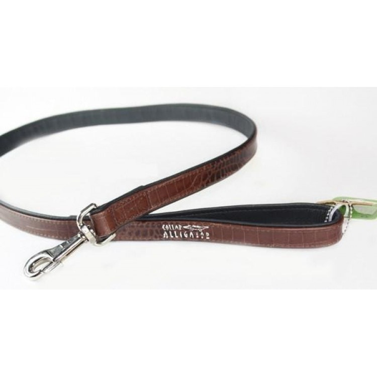 Поводок кожаный Collar ALLIGATOR, коричневый верх/черный низ, 1.3 х 122 см. Collar (Коллар)