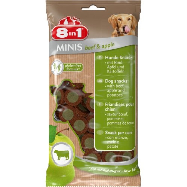 MINIS Beef and Apple. Лакомство для собак с говядиной и яблоком, 100 гр. 8in1 (8в1)