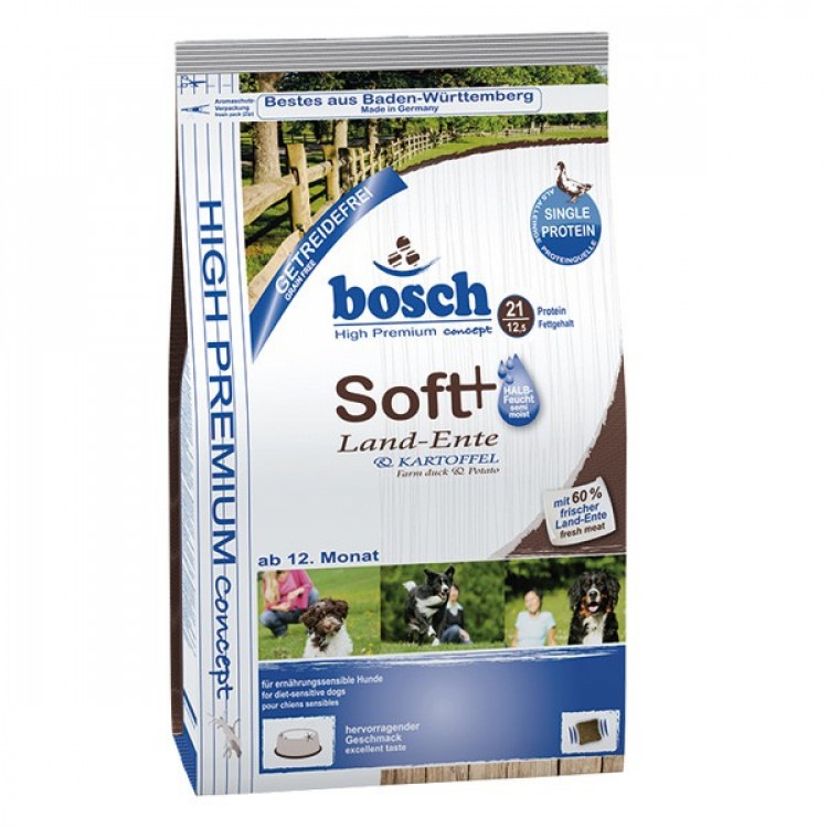 Bosch (Бош) SOFT Land-Ente & Kartoffel. Сухой корм для взрослых собак всех пород с уткой и картофелем, 2,5 кг