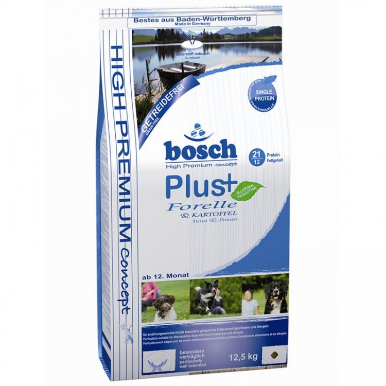 Bosch (Бош) PLUS Forelle & Kartoffel. Сухой корм для взрослых собак всех пород с форелью и картофелем, 2,5 кг