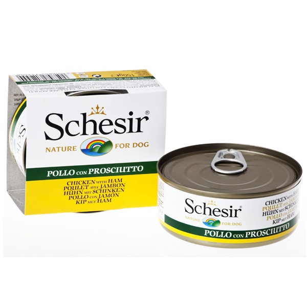 Schesir (Шезир) Dog. Консервы для собак с курицей и ветчиной, 150 гр