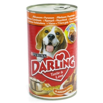 Darling (Дарлинг). Консервы для взрослых собак с курицей и индейкой, 1,2 кг.