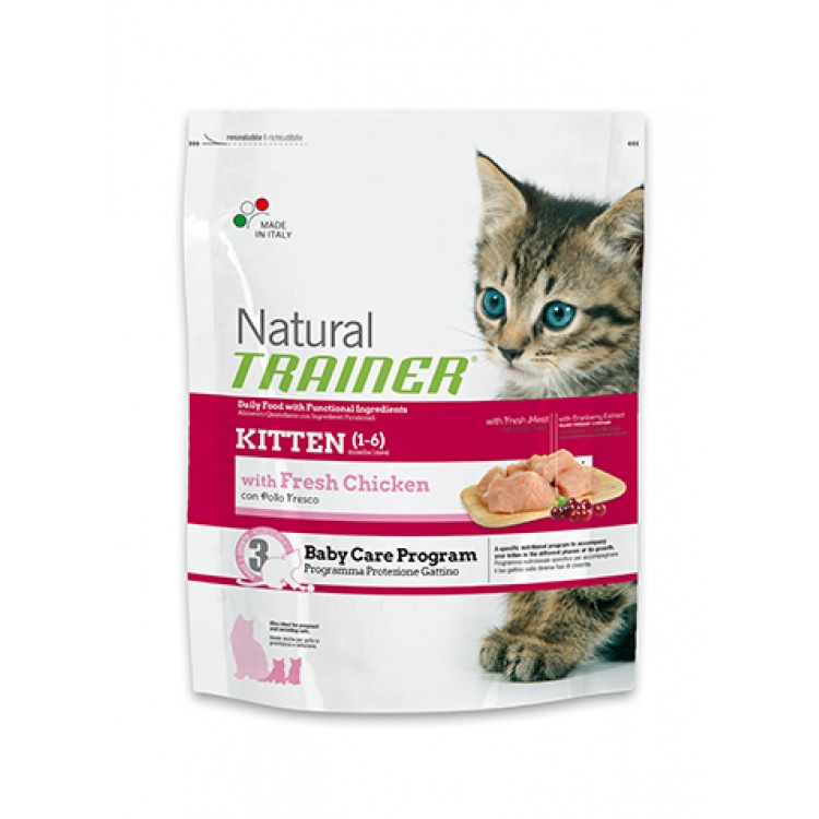 Trainer (Трейнер) Natural Kitten with Fresh Chicken. Сухой корм для котят 1-6 месяцев с курицей, 0,3 кг