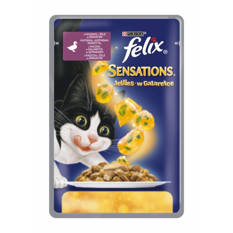 Felix Sensations Jellies (Феликс Сенсейшн Желе). Кусочки с уткой и шпинатом в желе, 100 гр