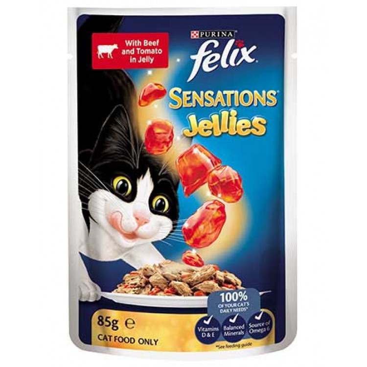 Felix Sensations Jellies (Феликс Сенсейшн Желе). Кусочки с говядиной и томатами в желе, 100 гр