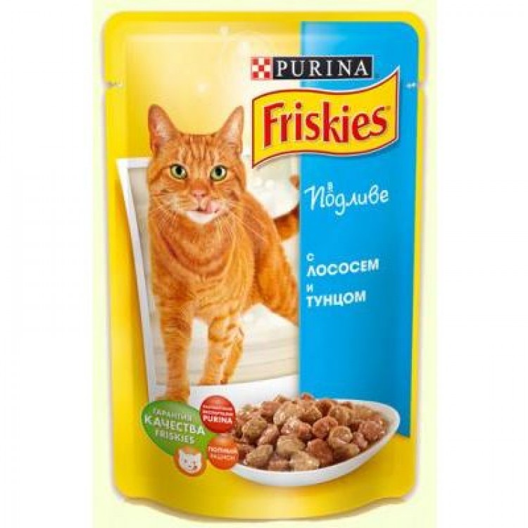 Friskies (Фрискас). Консервы для кошек с лососем и тунцом в подливе, 100 г