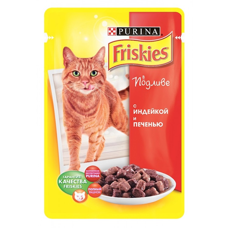Friskies (Фрискас). Консервы для кошек с индейкой и печенью подливе, 100 г