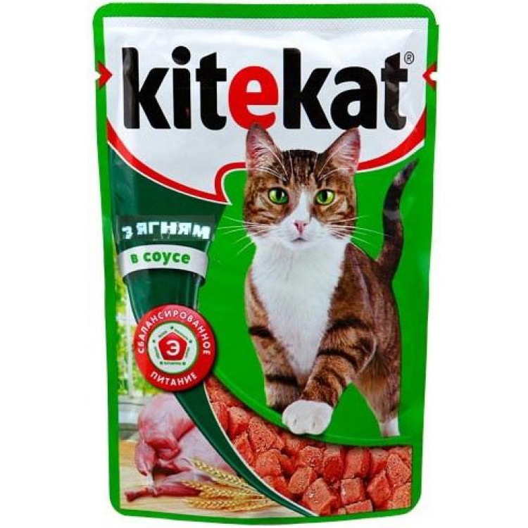 Kitekat (Китикет). Консервы для кошек с ягненком в соусе, 100 гр