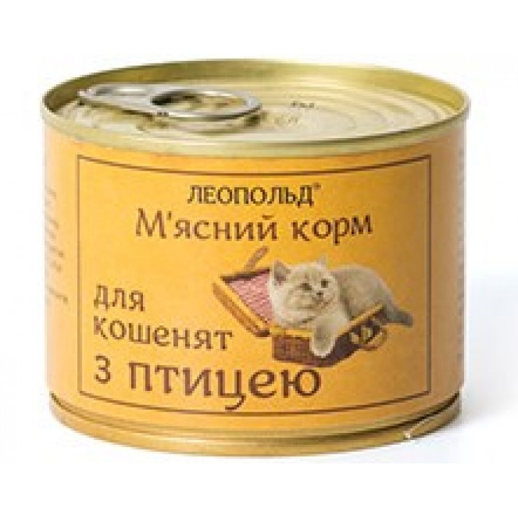 Мясной корм для котят (птица), 190г. ТМ 'Леопольд'