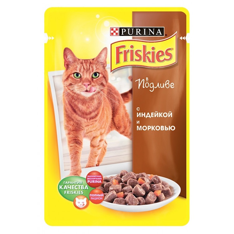 Friskies (Фрискас). Консервы для кошек с индейкой и морковью в подливе, 100 г