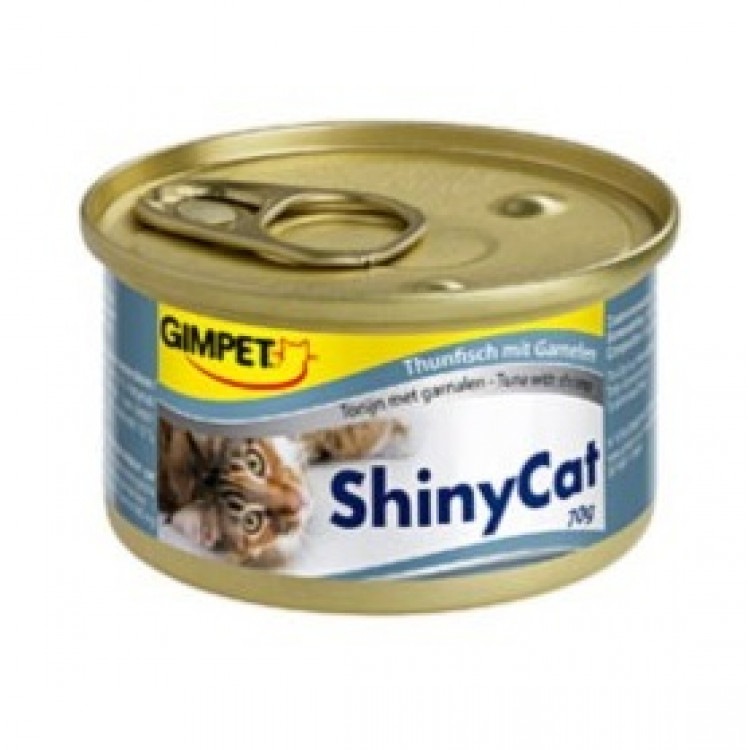 Gimpet ShinyCat (Джимпет Шайни Кэт). Консервы для кошек с тунцом и креветками в желе, 70 гр