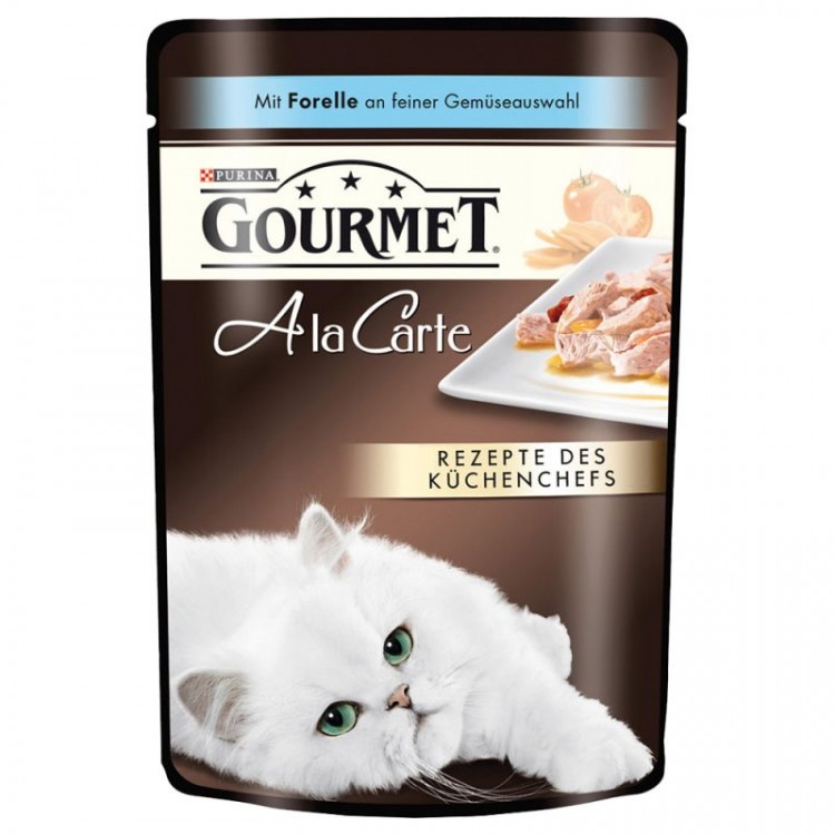 Gourmet A La Carte (Гурмет А ля Карт). Кусочки с форелью, морковью и томатами в подливе, 85 гр