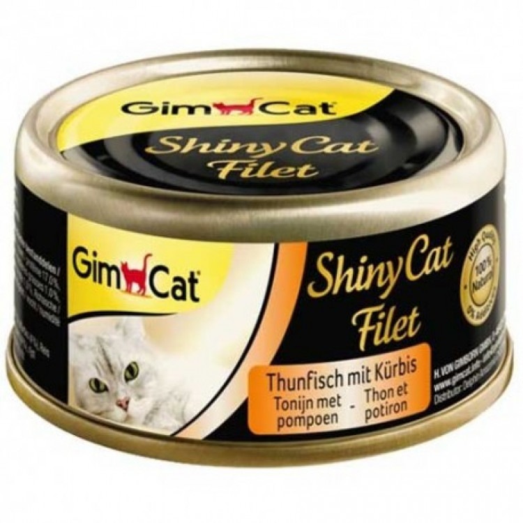 Gimpet ShinyCat (Джимпет Шайни Кэт) Filet. Консервы для кошек Кусочки тунца и тыквы в бульоне, 70 гр