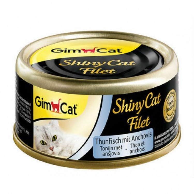 Gimpet ShinyCat (Джимпет Шайни Кэт) Filet. Консервы для кошек Кусочки тунца с анчоусом в бульоне, 70 гр
