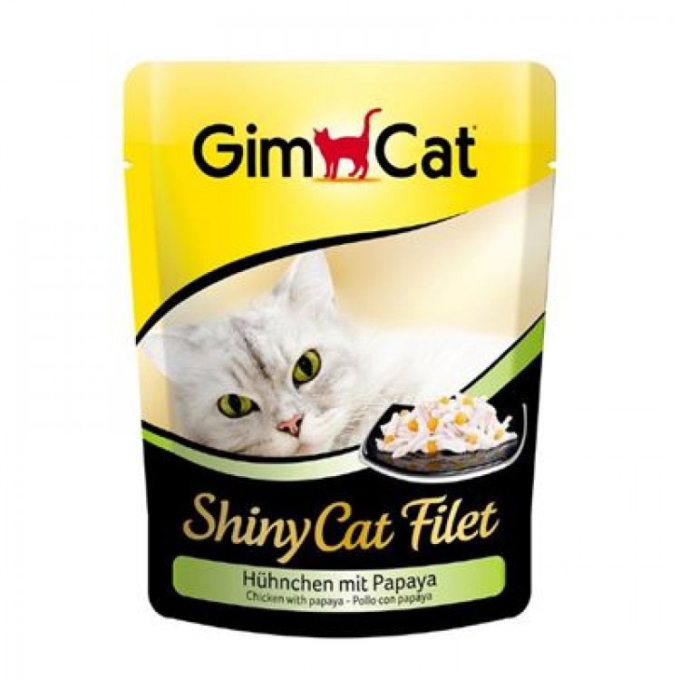 Gimpet ShinyCat (Джимпет Шайни Кэт) Filet. Консервы для кошек Кусочки курицы с папайей в бульоне, 70 гр