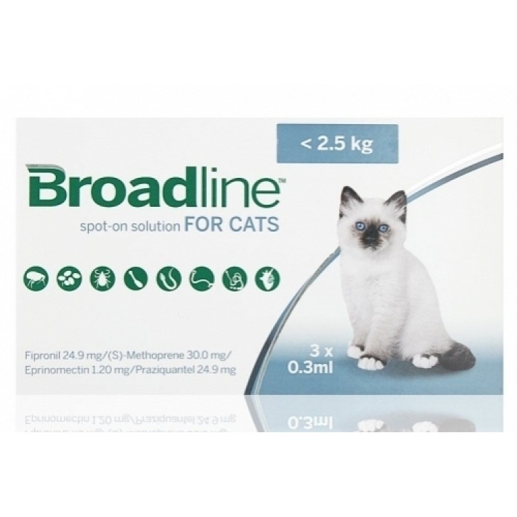 Broadline (Бродлайн). Капли для кошек до 2,5 кг от внешних и внутренних паразитов. Merial (Мериал)