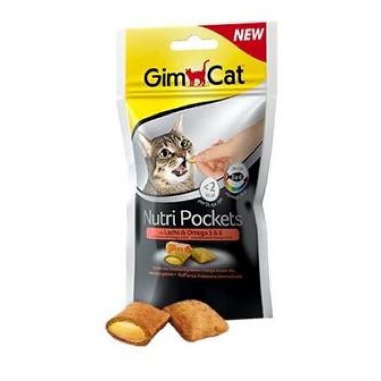 GimCat Nutri Pockets. Подушечки-лакомство для котов с сыром и таурином, 60 гр. Gimpet (Джимпет)