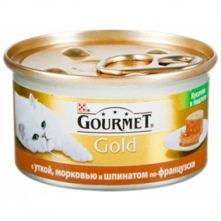 Gourmet Gold (Гурме Голд). Кусочки в паштете с уткой, морковью и шпинатом, 85 гр