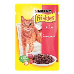 Friskies (Фрискас). Консервы для кошек с говядиной в желе, 100 г