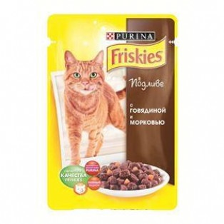 Friskies (Фрискас). Консервы для кошек с говядиной и морковкой в подливе, 100 г