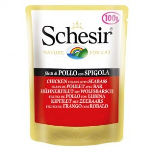 Schesir (Шезир) Cat. Консервы для кошек с курицей и морским окунем, 100 гр