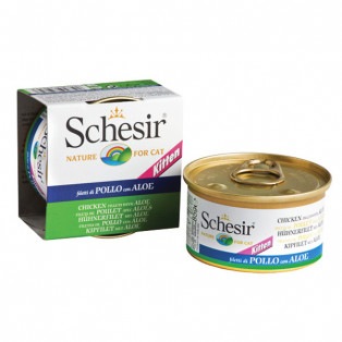 Schesir (Шезир) Kitten. Консервы для котят с курицей и алое, 85 гр