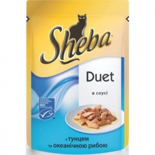 Sheba Duet (Шеба Дуэт). Консервы для кошек с тунцом и океанической рыбой, 85 гр