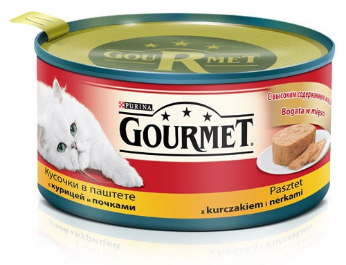 Gourmet (Гурме). Кусочки в паштете с курицей и почками, 195 гр